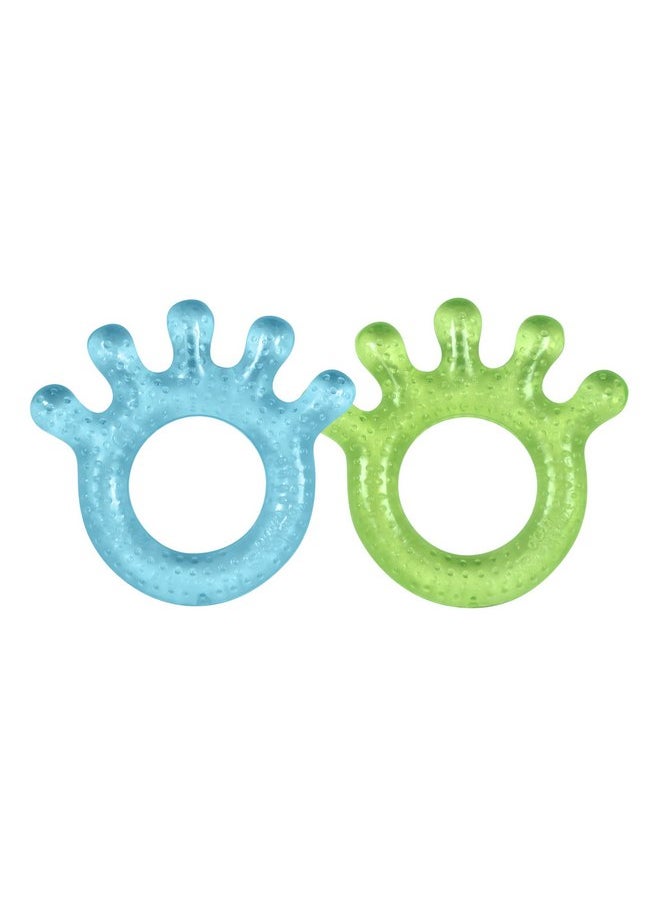green sprouts Cooling Teether| Soothes gums & promotes healthy oral development |Safer plastic filled with sterilized water,Chill for extra relief,Textured surface to massage gums,2 Count (Pack of 1) Blue