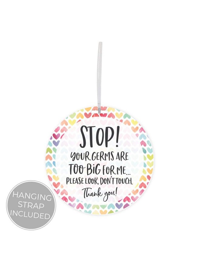 Watercolor Rainbow Hearts Stop No Touching Baby Car Seat Sign/Rainbow Baby Stroller Tag