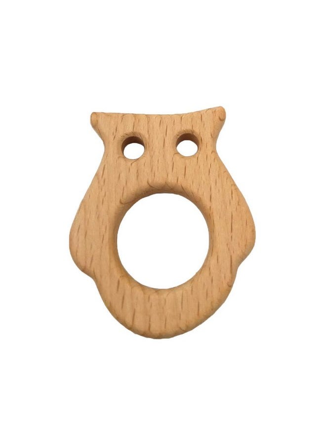 5pcs Lovely Cartoon Wood Owl Teething Pure Natural Animal Teether Shape Toy Beech Wooden Handmade Pattern DIY Jewelry Making Necklace Pendant Accessory (Owl)