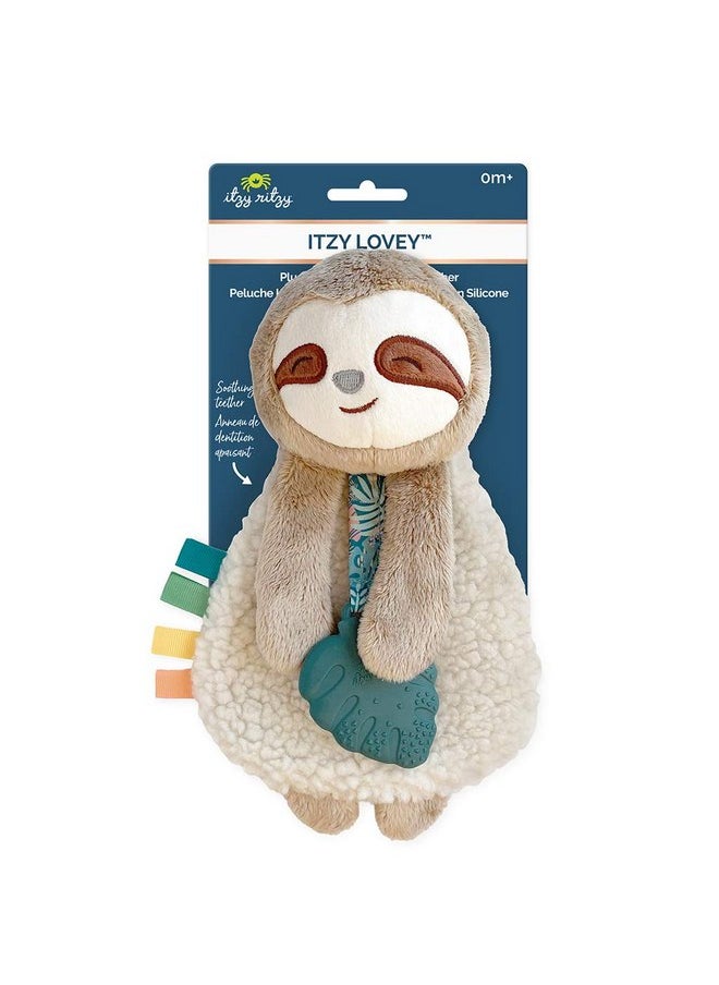 Itzy Ritzy - Itzy Lovey Including Teether - Baby Lovey with Teether, Textured Ribbons & Dangle Arms - Features Crinkle Sound, Sherpa Fabric and Minky Plush (Sloth)