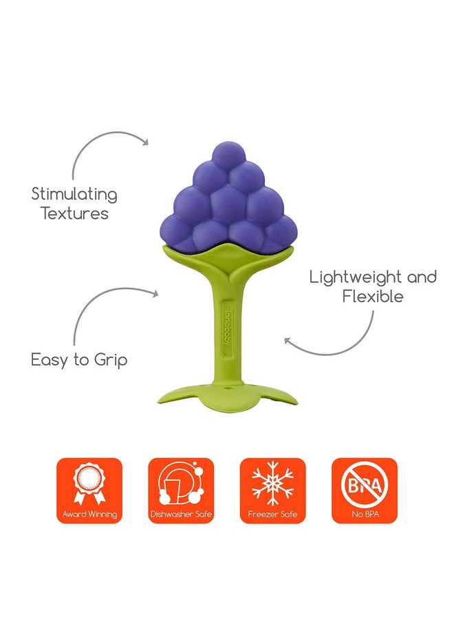 Innobaby Original Teethin Smart EZ Grip Fruit Teether and Sensory Toy for Babies and Toddlers in Grape. BPA Free Teether