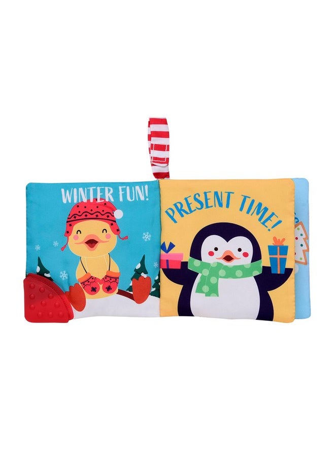 My First Christmas Soft, Crinkle Activity Book with Silicone Teether and Travel Strap, Santa, Green (5 1/2 inch Square)
