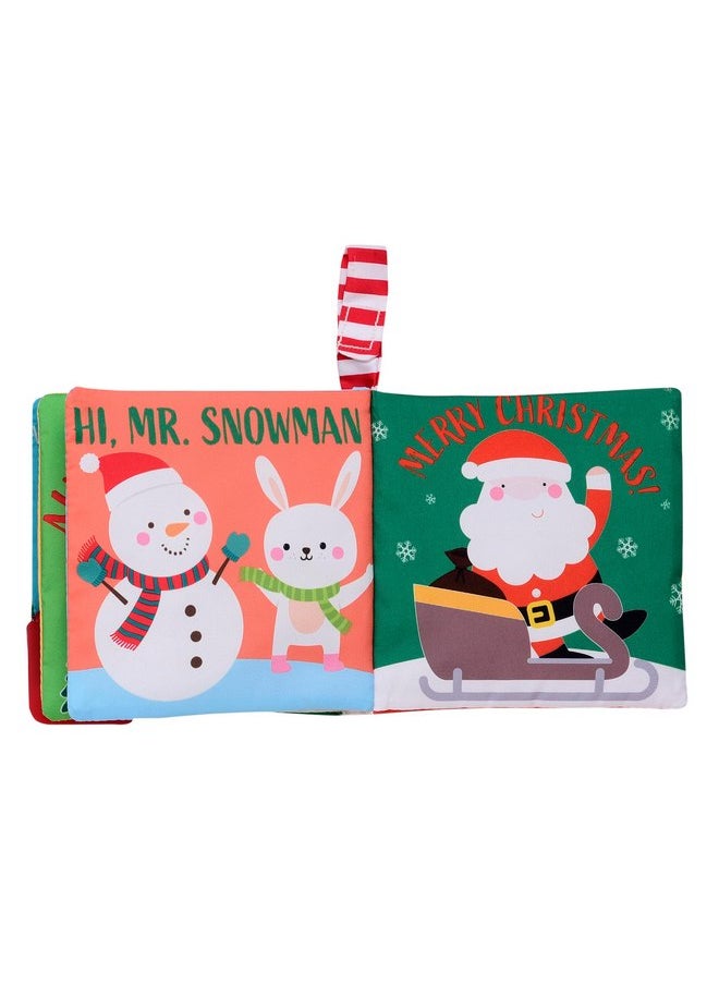 My First Christmas Soft, Crinkle Activity Book with Silicone Teether and Travel Strap, Santa, Green (5 1/2 inch Square)