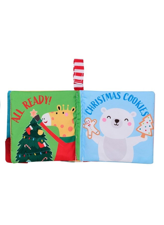 My First Christmas Soft, Crinkle Activity Book with Silicone Teether and Travel Strap, Santa, Green (5 1/2 inch Square)