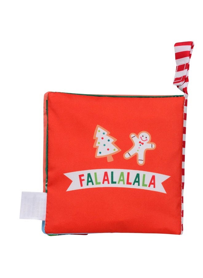 My First Christmas Soft, Crinkle Activity Book with Silicone Teether and Travel Strap, Santa, Green (5 1/2 inch Square)