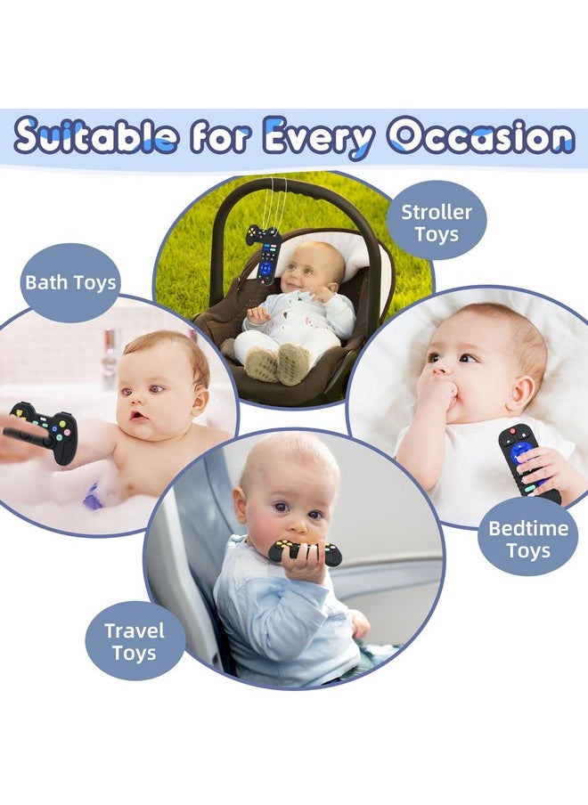 AiTuiTui Teething Relief Teethers Toys for Babies 3 6 9 12 Months Gifts, Silicone Sensory Teether Remote Control & Game Controller Baby Bath Toys for Newborn Infant Toddler Boy Girl Autism Birthday