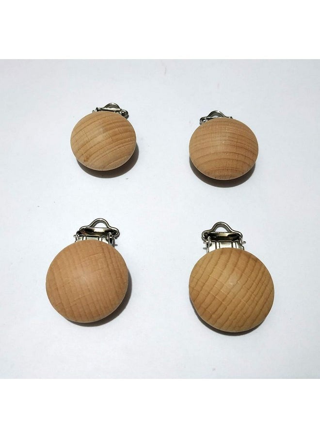 5pcs Natural Beech Wood Pacifier Clips Teething Grasping Toy Suspender Clips Charm Antique DIY Wooden Pacifier Chain Accessory (3cm/5pcs)