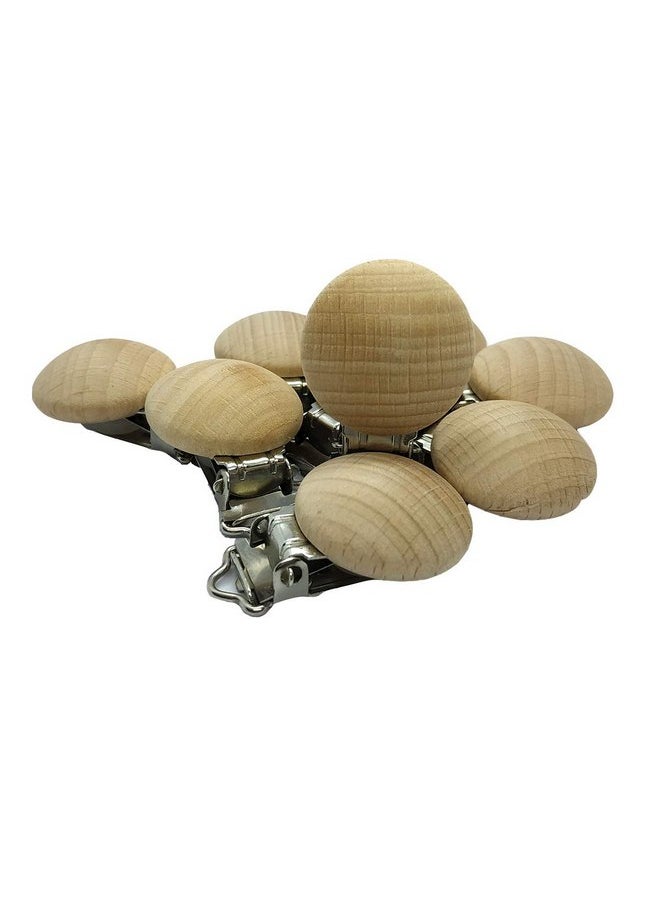 5pcs Natural Beech Wood Pacifier Clips Teething Grasping Toy Suspender Clips Charm Antique DIY Wooden Pacifier Chain Accessory (3cm/5pcs)