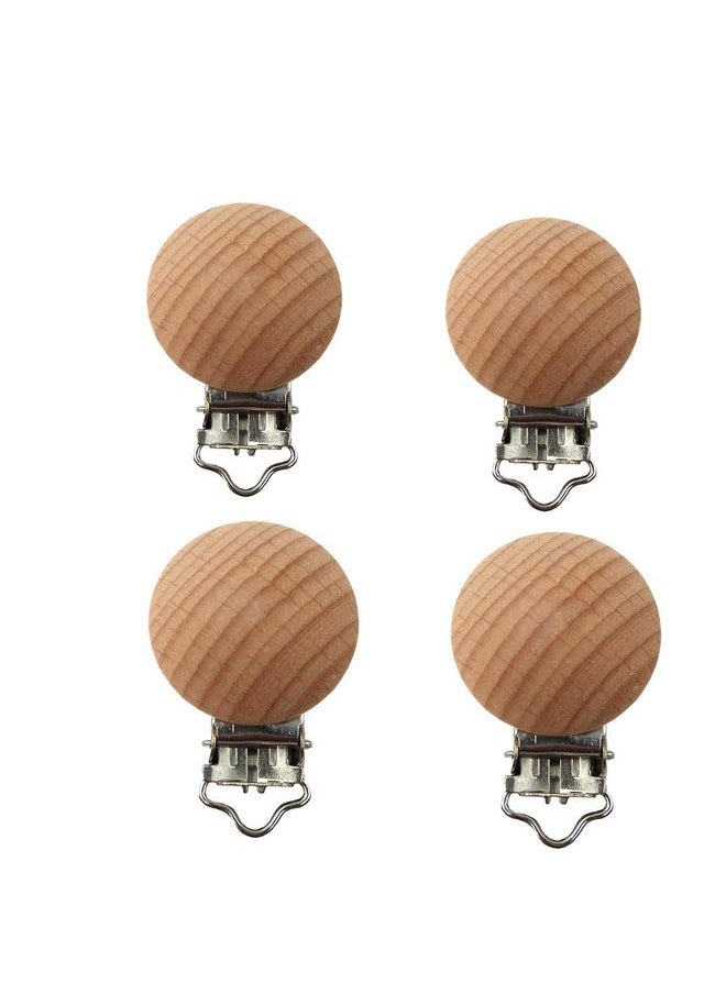 5pcs Natural Beech Wood Pacifier Clips Teething Grasping Toy Suspender Clips Charm Antique DIY Wooden Pacifier Chain Accessory (3cm/5pcs)