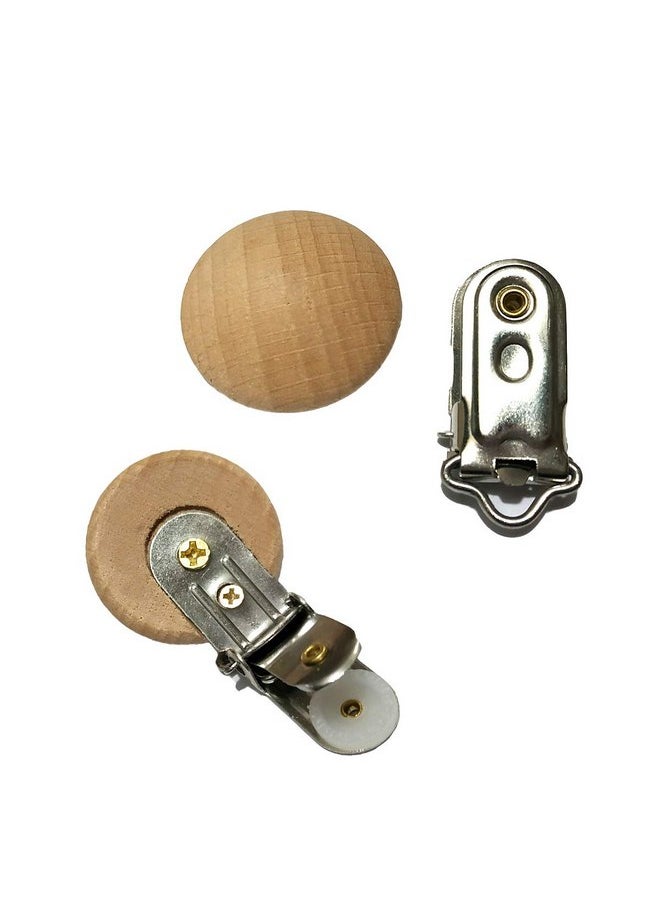 5pcs Natural Beech Wood Pacifier Clips Teething Grasping Toy Suspender Clips Charm Antique DIY Wooden Pacifier Chain Accessory (3cm/5pcs)