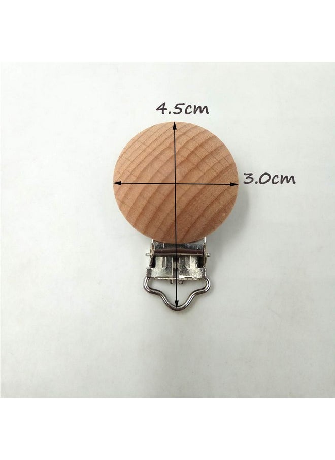5pcs Natural Beech Wood Pacifier Clips Teething Grasping Toy Suspender Clips Charm Antique DIY Wooden Pacifier Chain Accessory (3cm/5pcs)