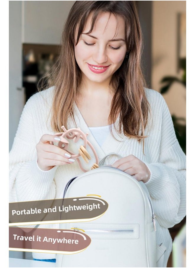 Baby Sensory Teething Chew High Chair Suction Toys for Infant Toddlers 6 12 18 24 Months Gifts, Food Grade Silicone Teether with Oak Loop Montessori Educational Baby Bath Toy (Pink)