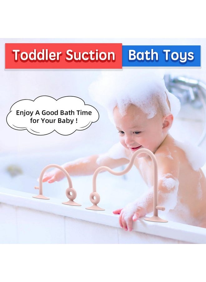 Baby Sensory Teething Chew High Chair Suction Toys for Infant Toddlers 6 12 18 24 Months Gifts, Food Grade Silicone Teether with Oak Loop Montessori Educational Baby Bath Toy (Pink)