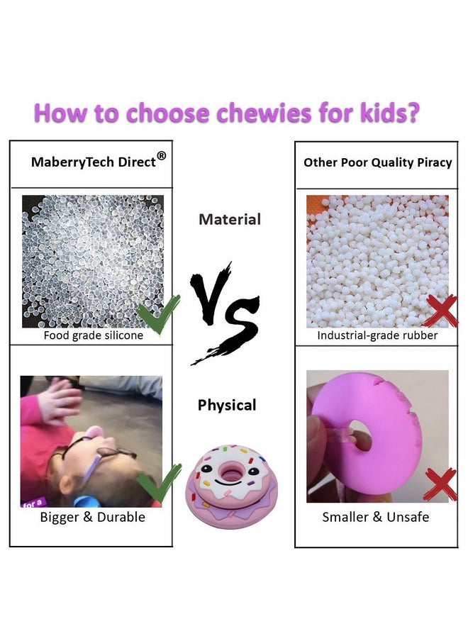 Sensory Chew Necklaces for Kids Adults, Chew Toys for Kids with Autism Anxiety ADHD SPD or Special Needs, Silicone Donut Chewy Chewing Necklace Sensory Help to Relieve Stress