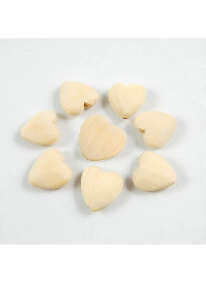 20pcs Natural 20mm Unfinished Wood Hearts Beads with Holes Eco-Friendly Wooden Handing Materials DIY Beading Craft Accessories (Heart Beads 20pcs)