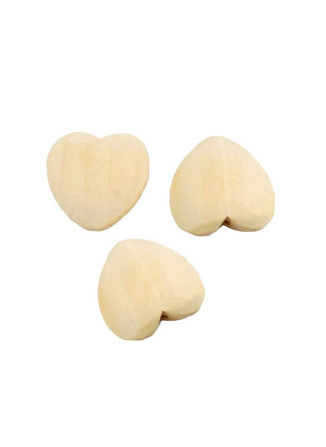 20pcs Natural 20mm Unfinished Wood Hearts Beads with Holes Eco-Friendly Wooden Handing Materials DIY Beading Craft Accessories (Heart Beads 20pcs)