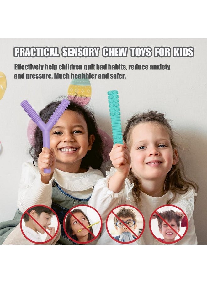 Sensory Chew Toys for Autistic Children, 4 Pack Chew Tubes Sticks for Kids Soft Durable Silicone, Oral Motor Tools Teething Tube for Sensory Kids with Anxiety, ADHD, SPD, Nursing Teether Toys BPA Free