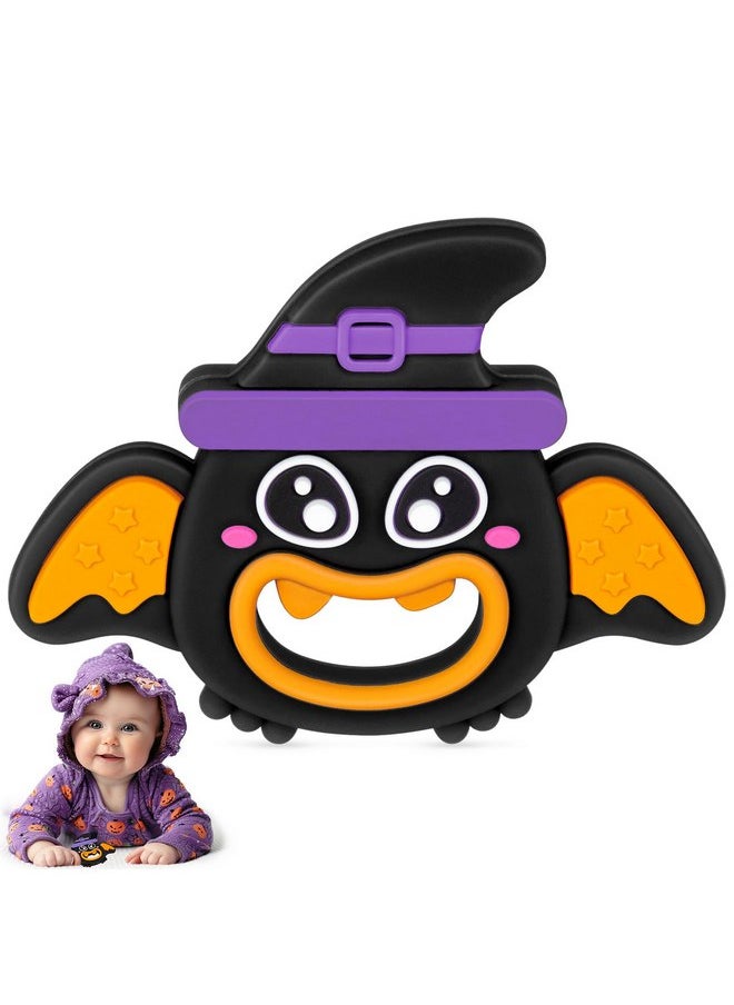 Halloween Baby Teething Toy, Halloween Cute Bat Themed Teether Infant Teething Toy Theether Holiday, Halloween Baby Favors Teethers Toy Soft Silicone Teething Baby Aged 3-18 Months