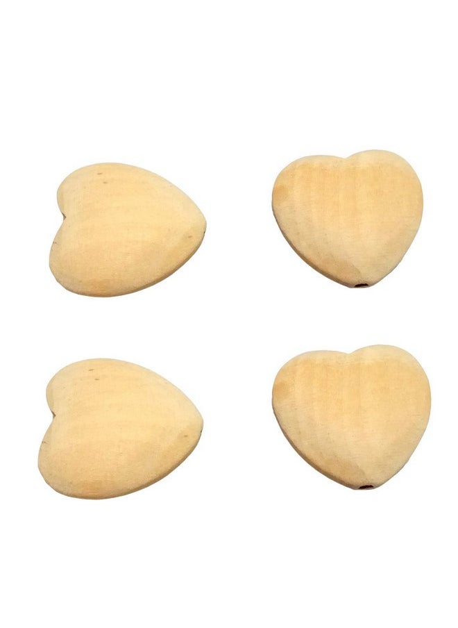 50pcs 30mm Unfinished Wood Hearts Beads with Holes Natural Heart Shape Wooden Bead for Bracelet Handing Materials DIY Beading Accessories (1.18in 50pcs)