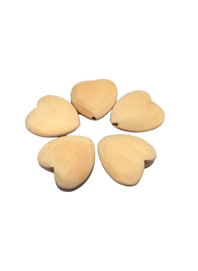 50pcs 30mm Unfinished Wood Hearts Beads with Holes Natural Heart Shape Wooden Bead for Bracelet Handing Materials DIY Beading Accessories (1.18in 50pcs)