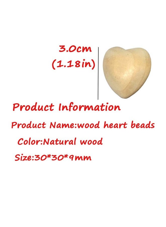 50pcs 30mm Unfinished Wood Hearts Beads with Holes Natural Heart Shape Wooden Bead for Bracelet Handing Materials DIY Beading Accessories (1.18in 50pcs)