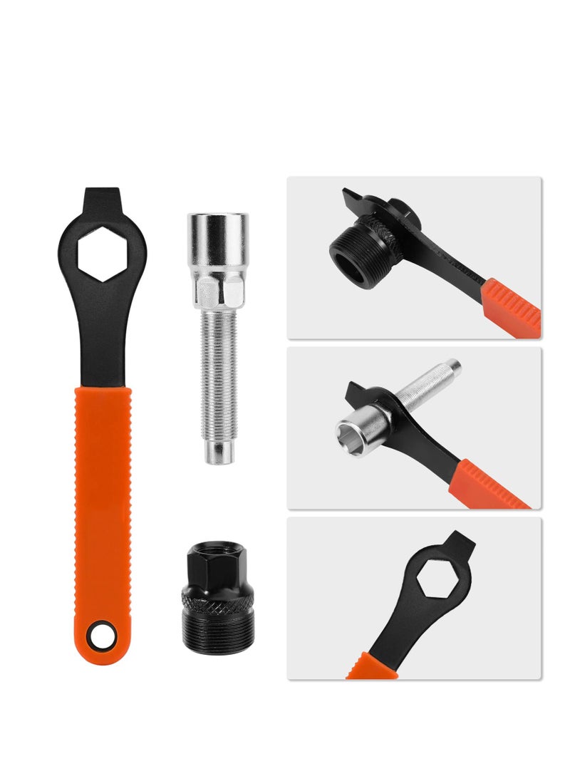 Crank Puller Bike Tool Kit, Bike Crank Extractor + Bike Bottom Bracket Remover + 16mm Spanner Wrench + Hexagonal Wrench, Bike Crank Arm Remover Spanner Repair Tools Kit for Removing Bicycle Crank