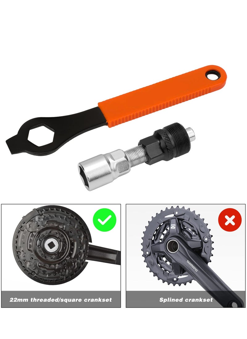 Crank Puller Bike Tool Kit, Bike Crank Extractor + Bike Bottom Bracket Remover + 16mm Spanner Wrench + Hexagonal Wrench, Bike Crank Arm Remover Spanner Repair Tools Kit for Removing Bicycle Crank