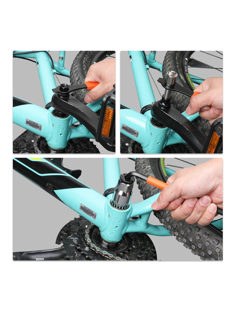 Crank Puller Bike Tool Kit, Bike Crank Extractor + Bike Bottom Bracket Remover + 16mm Spanner Wrench + Hexagonal Wrench, Bike Crank Arm Remover Spanner Repair Tools Kit for Removing Bicycle Crank