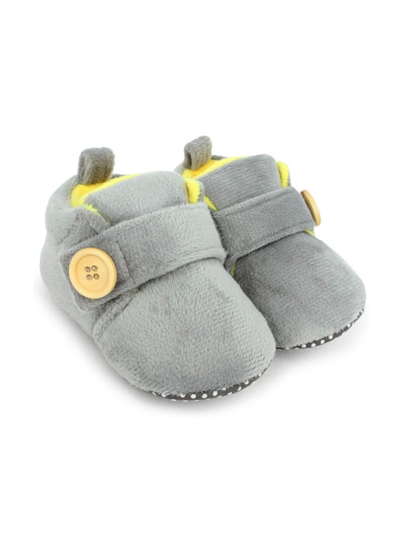 Superminis Unisex-baby's Bootie, Grey+Lemon, 6 - 12 Months