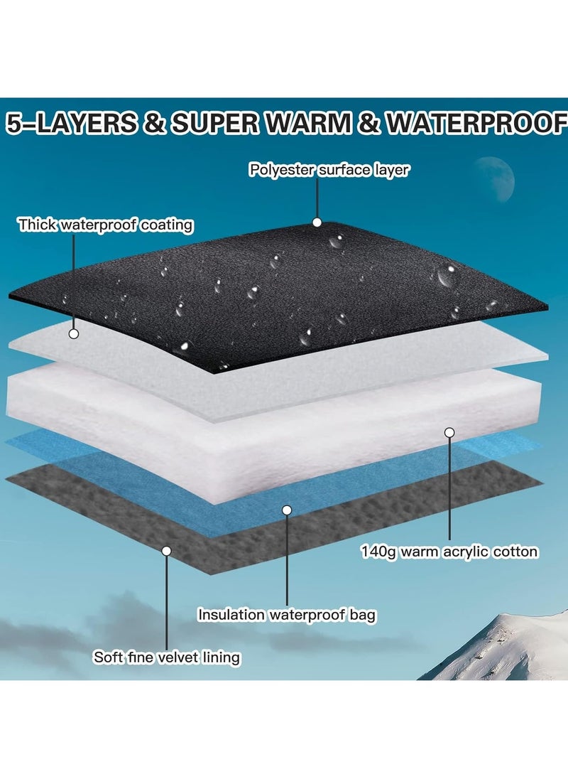 Cycling Gloves, Bicycling Gloves, Anti Slip Shock Absorbing Men Women Winter Cycling Gloves Three Fingers Touch-Screen Fleece 100% Waterproof Winter Gloves