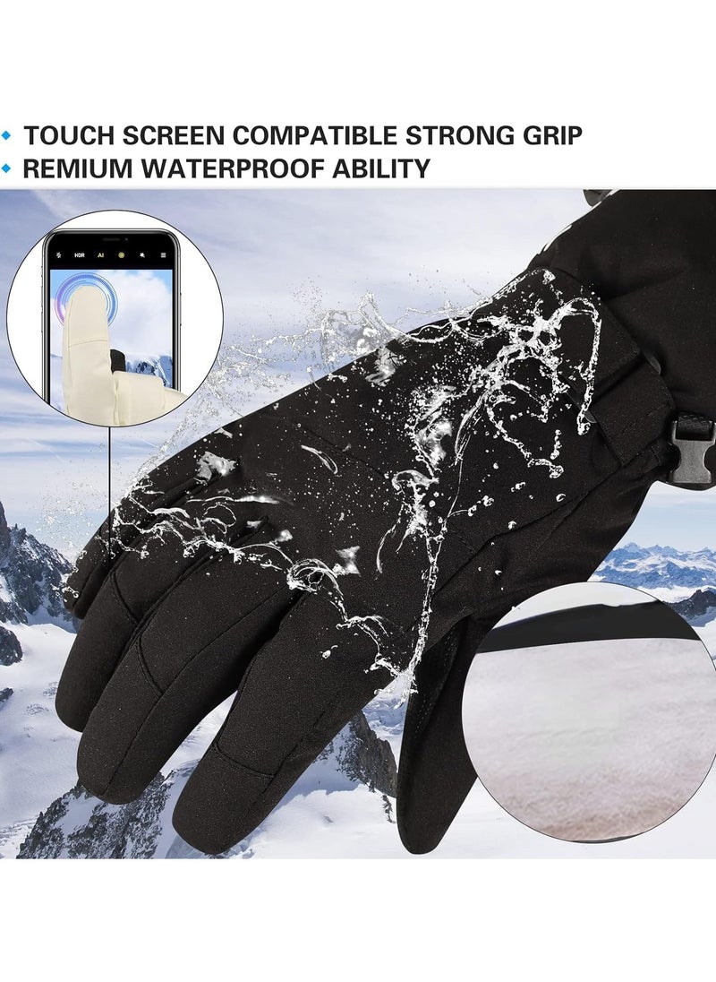 Cycling Gloves, Bicycling Gloves, Anti Slip Shock Absorbing Men Women Winter Cycling Gloves Three Fingers Touch-Screen Fleece 100% Waterproof Winter Gloves
