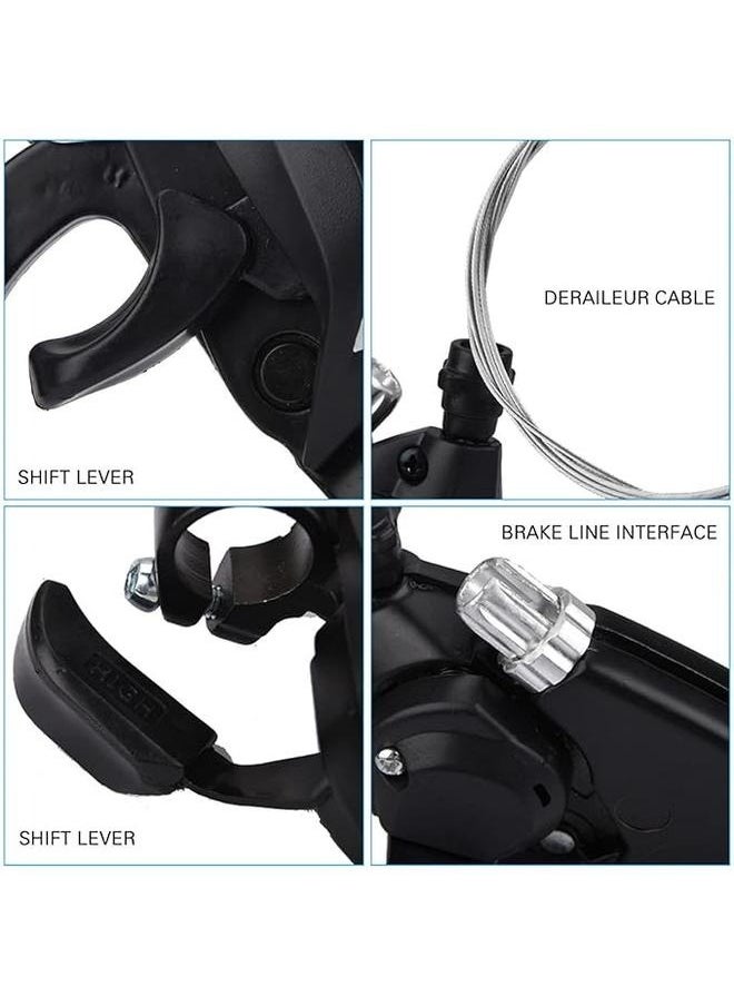 Bicycle Shifter 21 Speed Bicycle Brake Levers Shifter Lever 3 x 7 Speed with Gear Indicator and V Brake Cable Left Right Brake Lever Shifter Set for Bike, Road Bike