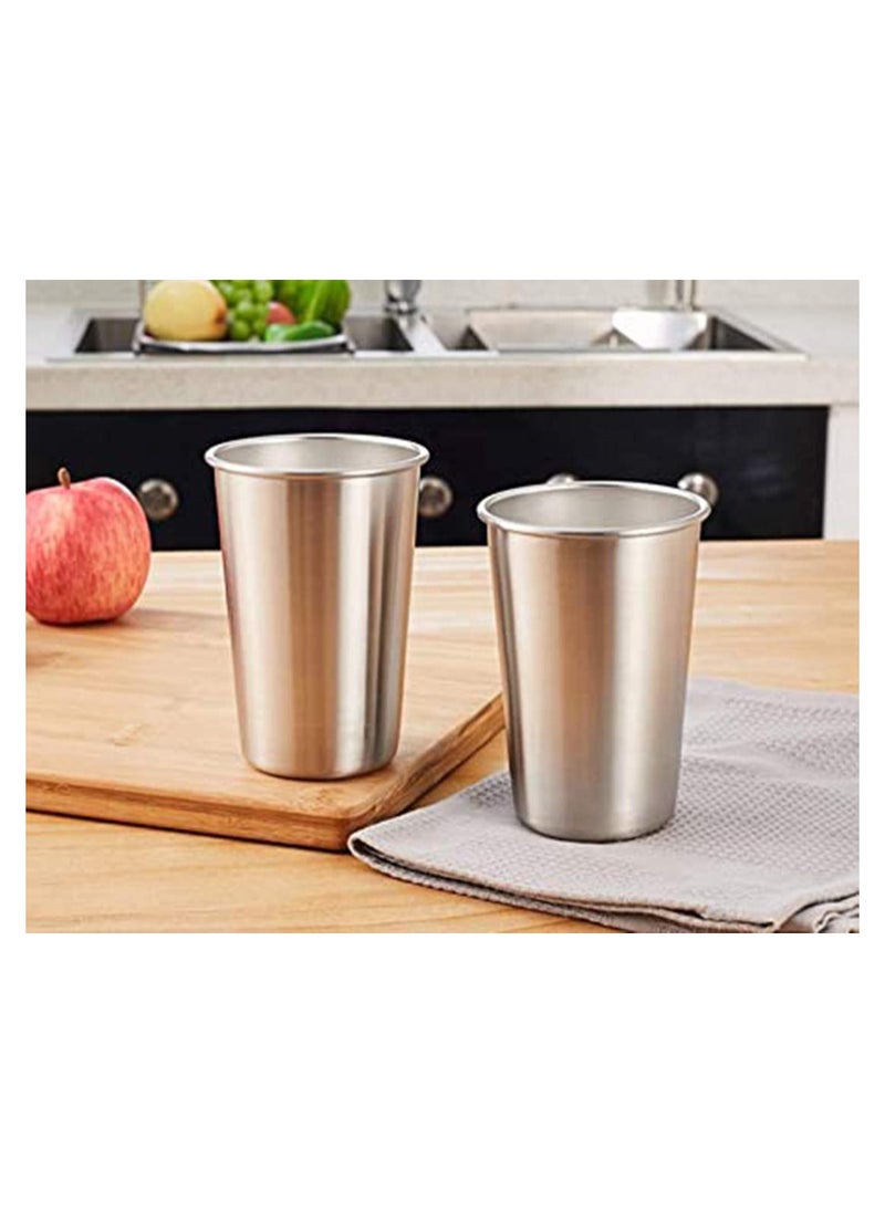 Stainless Steel Cup, Reusable Metal Cup, Stackable Drinking Glass, BPA Free Mug, for Camping, Hiking, Outdoor, Indoor Activities, Kids 16 Ounce (5 Pack)