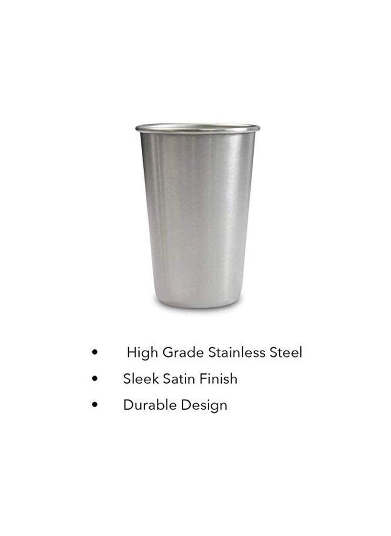 Stainless Steel Cup, Reusable Metal Cup, Stackable Drinking Glass, BPA Free Mug, for Camping, Hiking, Outdoor, Indoor Activities, Kids 16 Ounce (5 Pack)