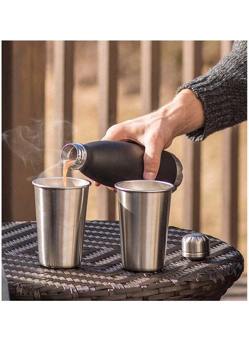 Stainless Steel Cup, Reusable Metal Cup, Stackable Drinking Glass, BPA Free Mug, for Camping, Hiking, Outdoor, Indoor Activities, Kids 16 Ounce (5 Pack)