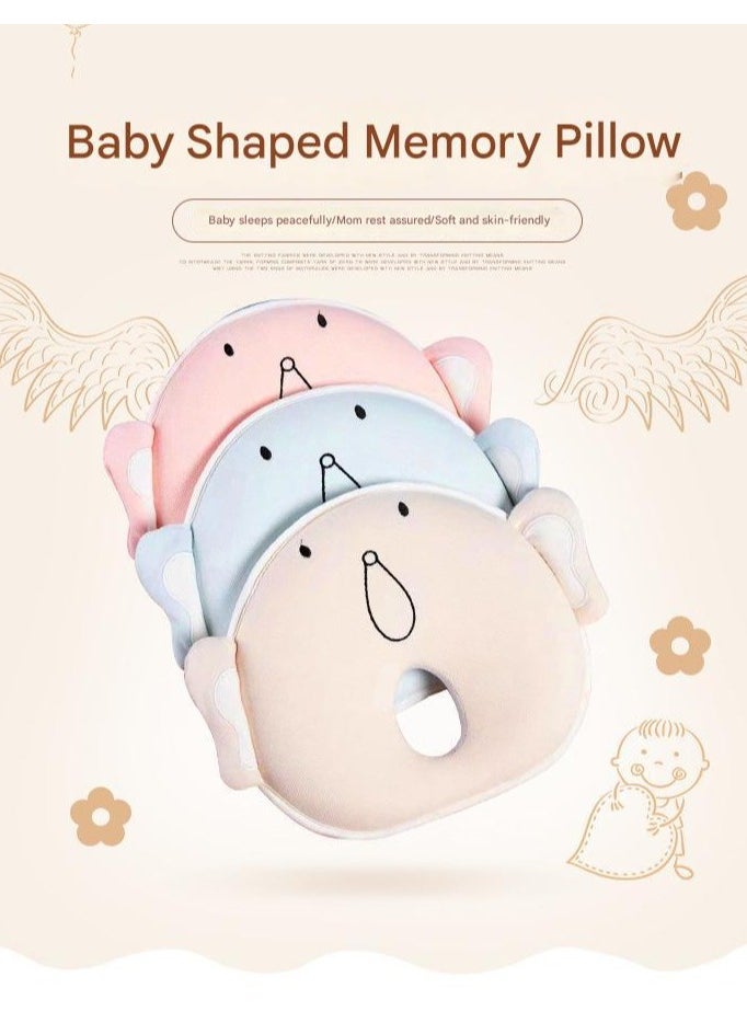 New Baby Pillow Shaped Pillow 0 to 1 Year Old Memory Cotton Newborn Baby Head shaped Elephant Pillow