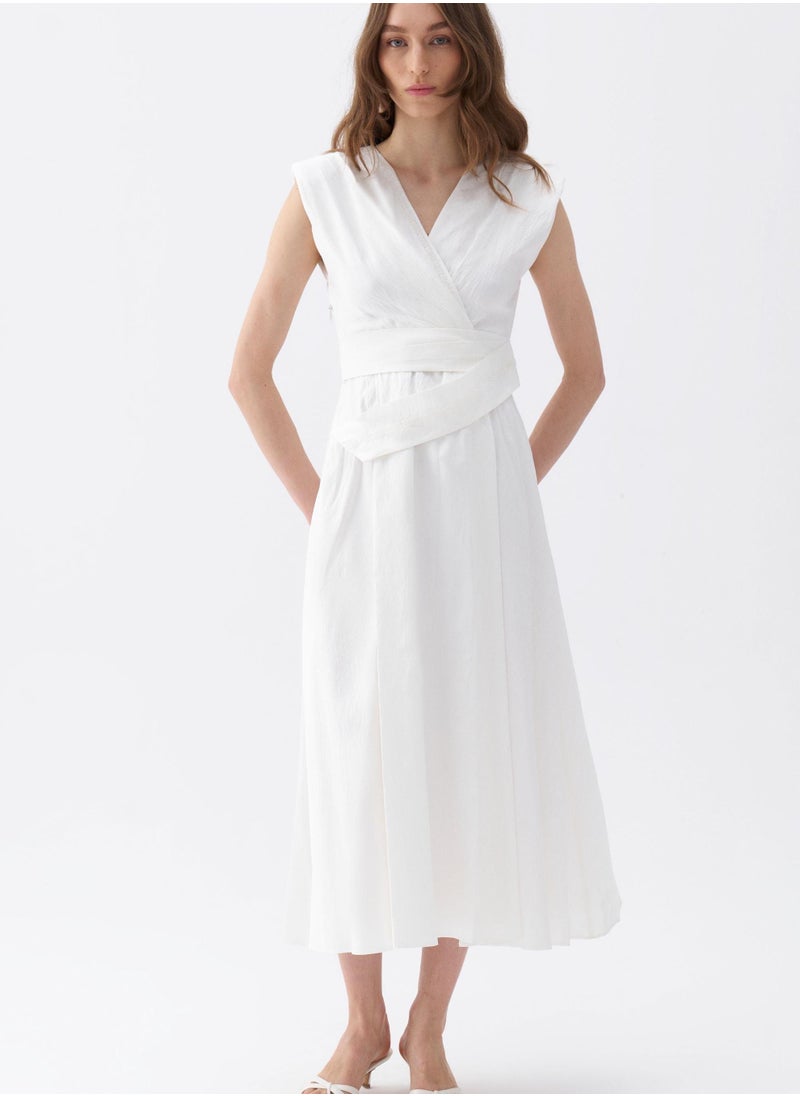 White Wrap Midi Dress