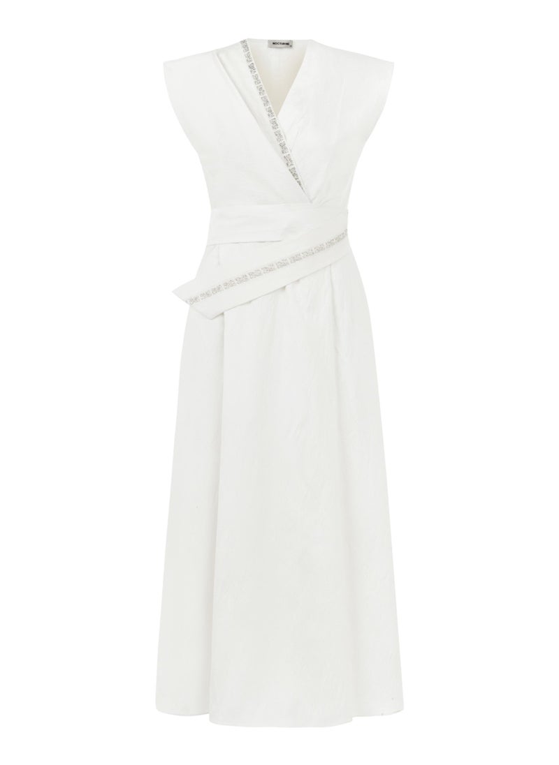 White Wrap Midi Dress