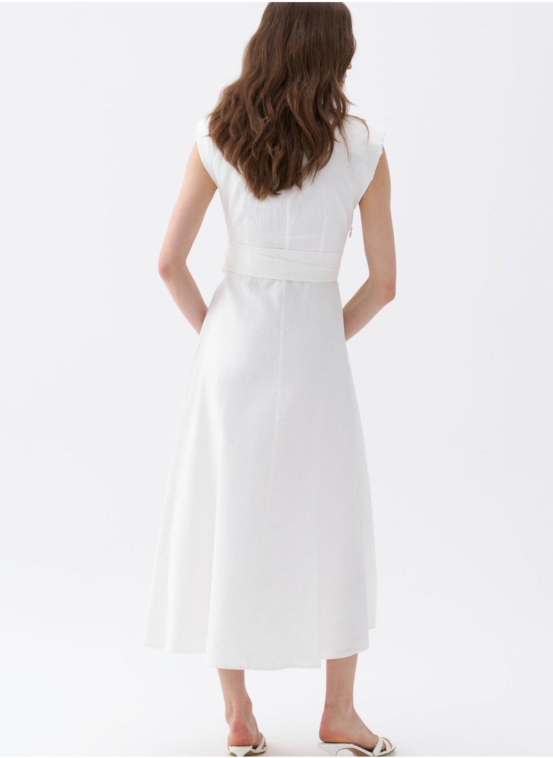 White Wrap Midi Dress