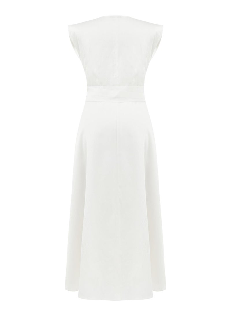 White Wrap Midi Dress