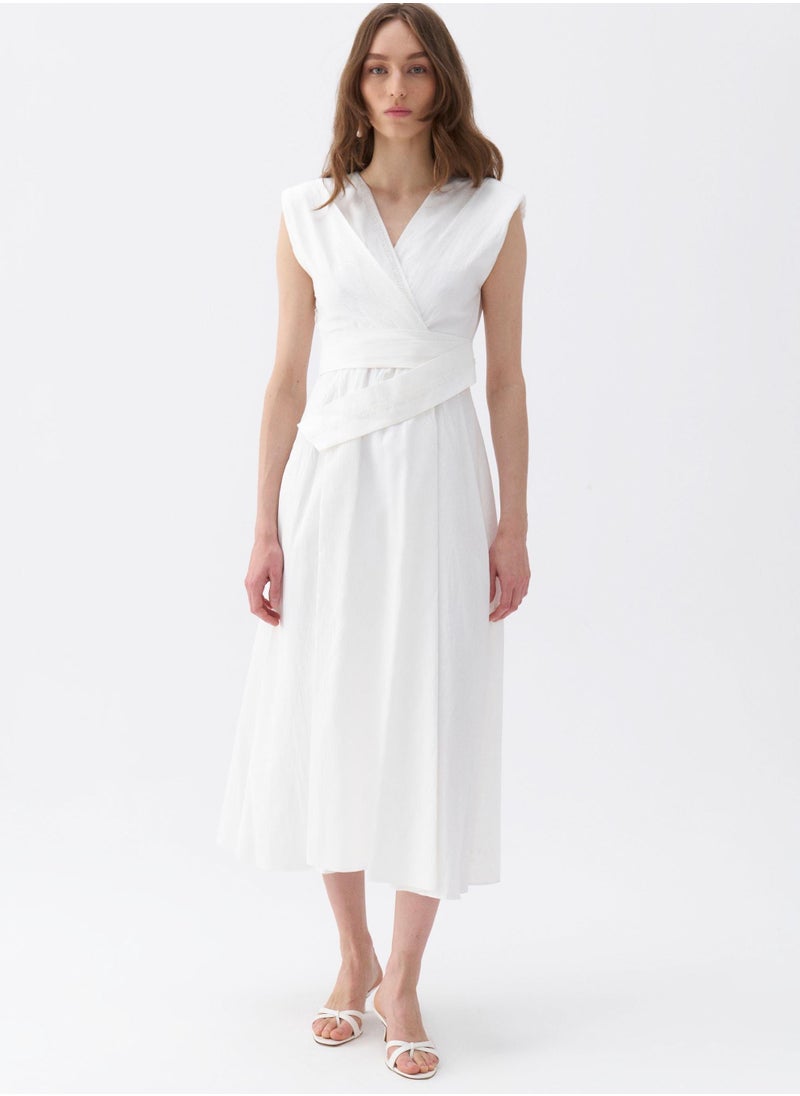 White Wrap Midi Dress