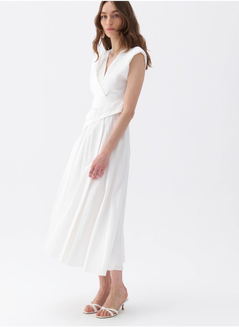 White Wrap Midi Dress