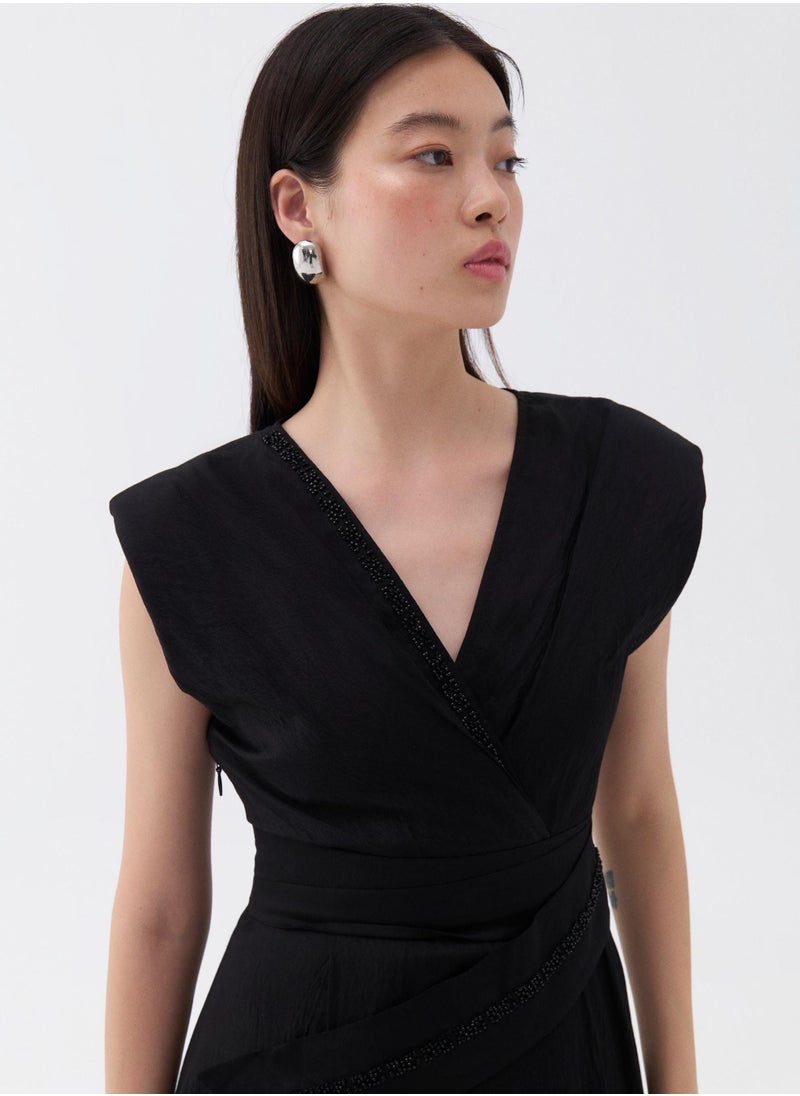 Sleeveless Wrap Midi Dress