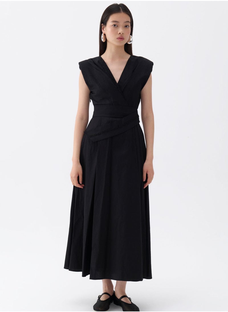 Sleeveless Wrap Midi Dress