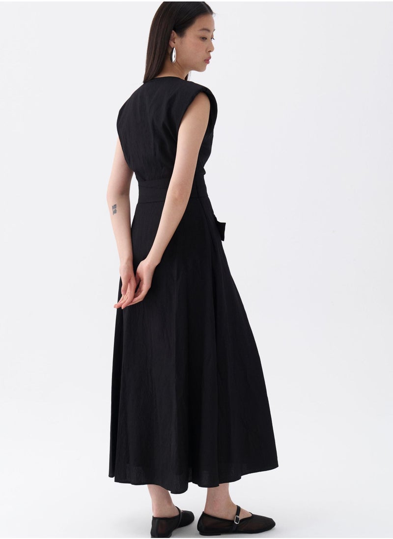 Sleeveless Wrap Midi Dress