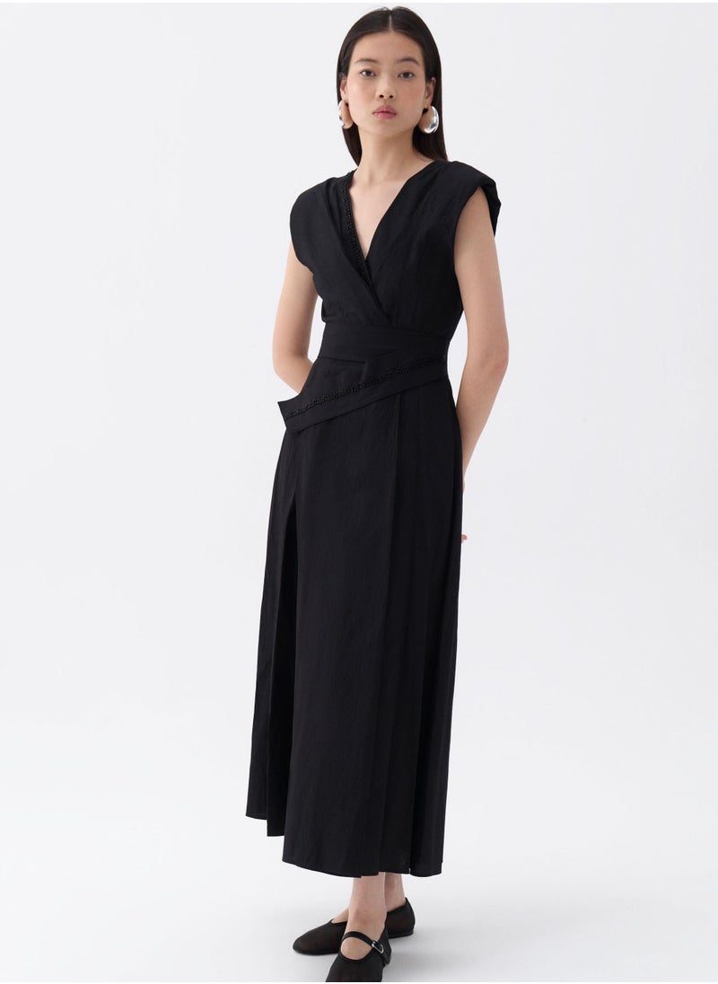 Sleeveless Wrap Midi Dress