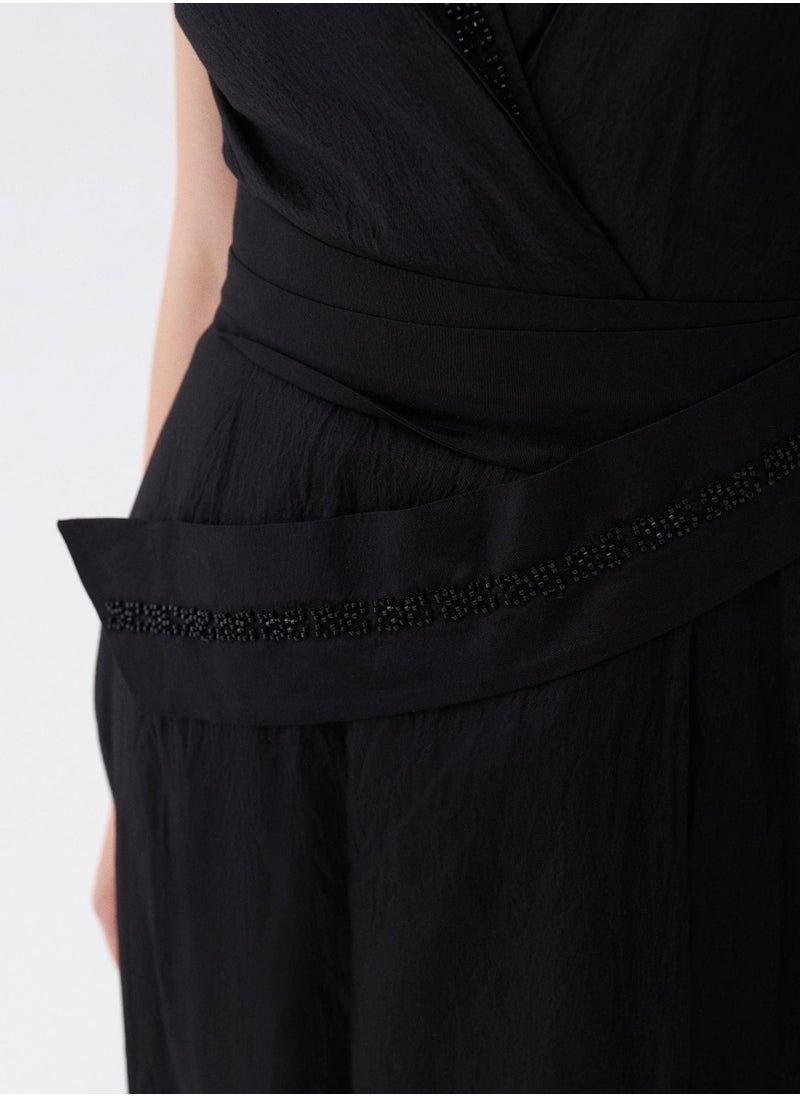 Sleeveless Wrap Midi Dress