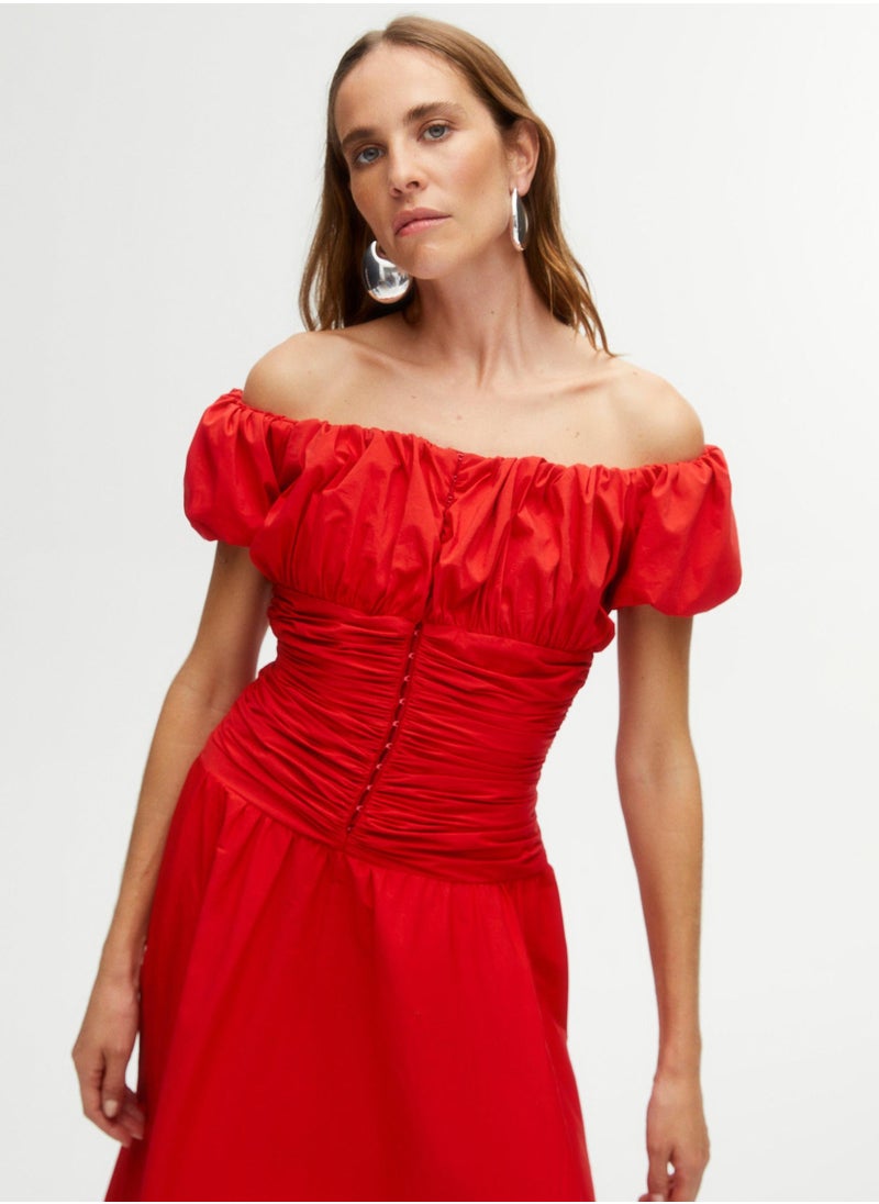 Off-Shoulder Red Dress