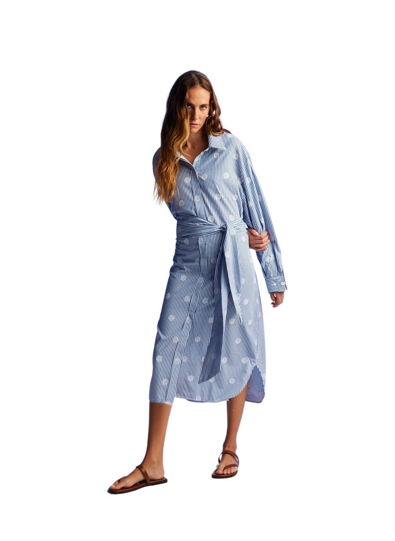 Striped Belted Shirtdress