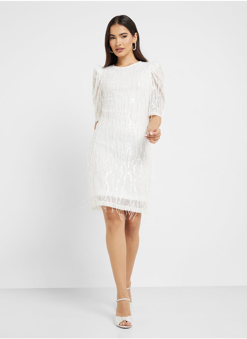 Embellished Puff Sleeve Dress